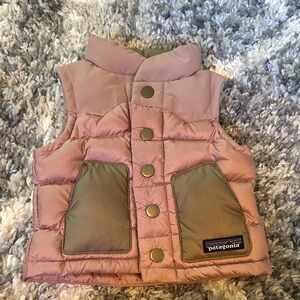 Patagonia Kids Pink and Tan Quilted Vest